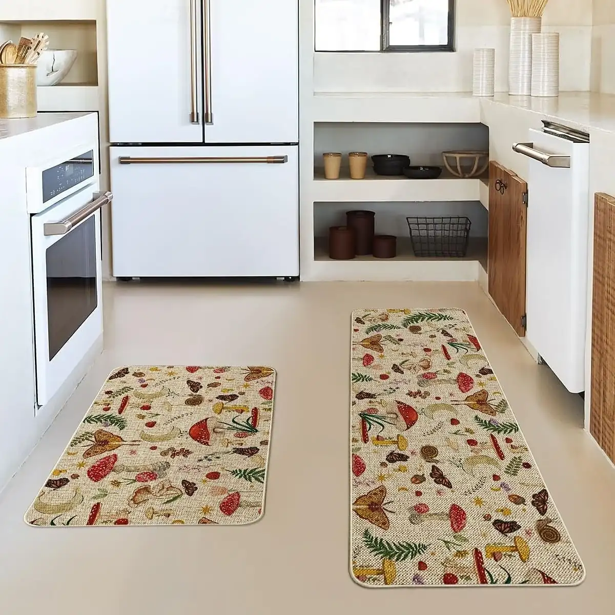 Fall Autumn Pumpkin Linen Mats Set - Absorbent, Oil-Resistant Kitchen & Entryway Door Mats, 2-Piece Set For Thanksgiving