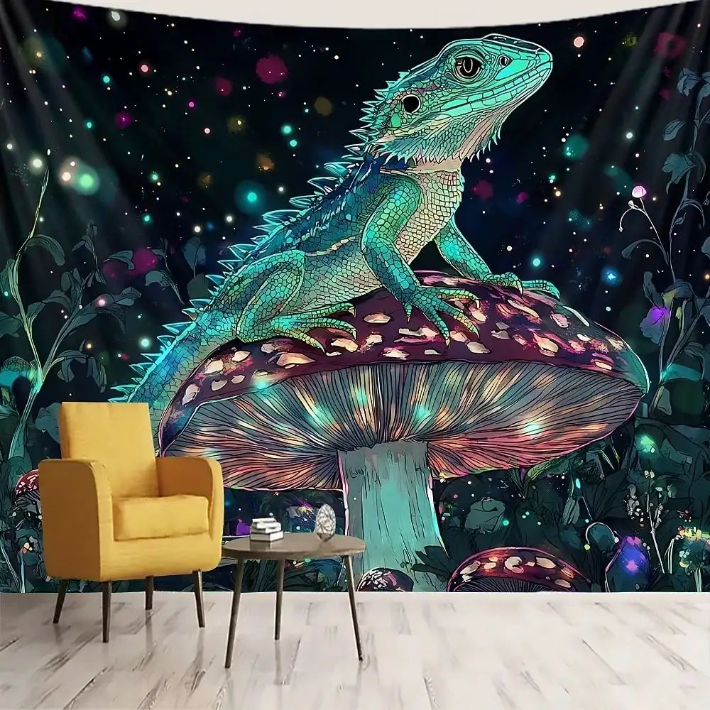 Tapestry Blanket Wall Hangings Mushroom Lizard Boho Hippie Fantasy Bedroom Living Room Dorm Home Decor