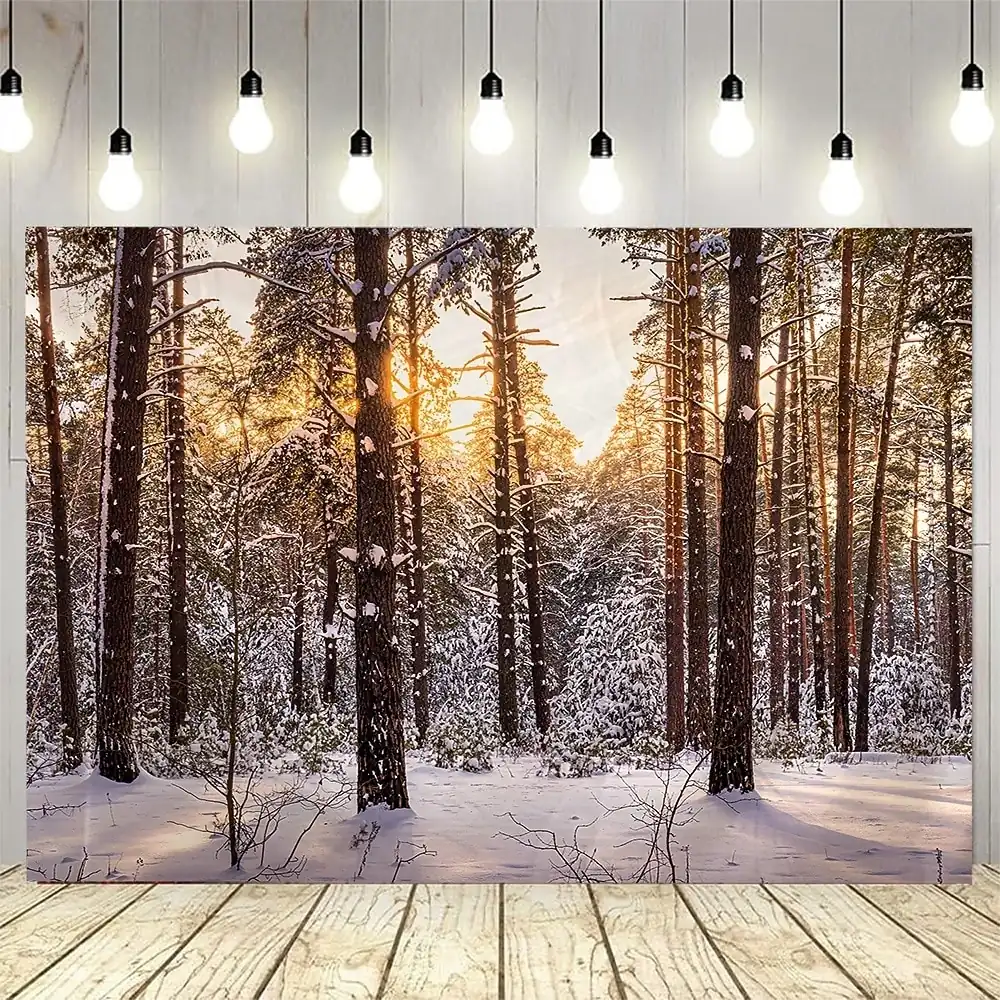 Winter Snow Scenery Large Tapestry Mural Art Decoration Photography Background Cloth Curtains for Home Bedroom Living Room