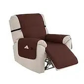 100% Waterproof Reclining Couch Covers, Non Slip Covers for Recliner Chair with Pocket, Washable Reclining Chair Quilted Furniture Protector for Kids,