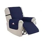 100% Waterproof Reclining Couch Covers, Non Slip Covers for Recliner Chair with Pocket, Washable Reclining Chair Quilted Furniture Protector for Kids, dbd75548811e7c908c6d7c1d403dac40