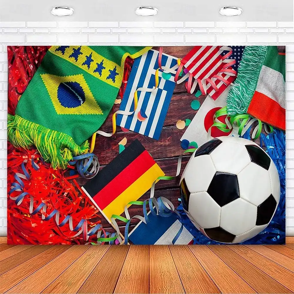 International Soccer Championship Wall Tapestry Multi Country National Flags Party Background for Sports Fans Living Room Global Football Tournament C