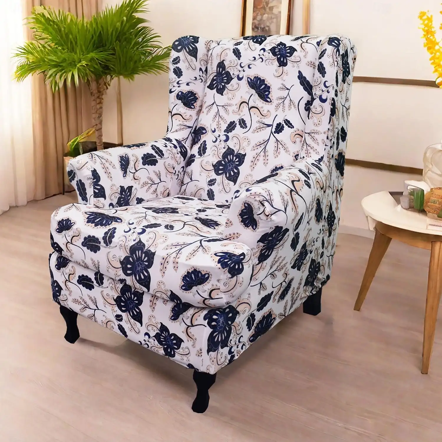 Wingback Chair Cover Floral Striped Geometric Printed Polyester Slipcover Full Cover Modern Foldable Fashion Chair Protector Seat Cover Armchair Cover 3fcc0066ba2bfaed443939e8964f0cad
