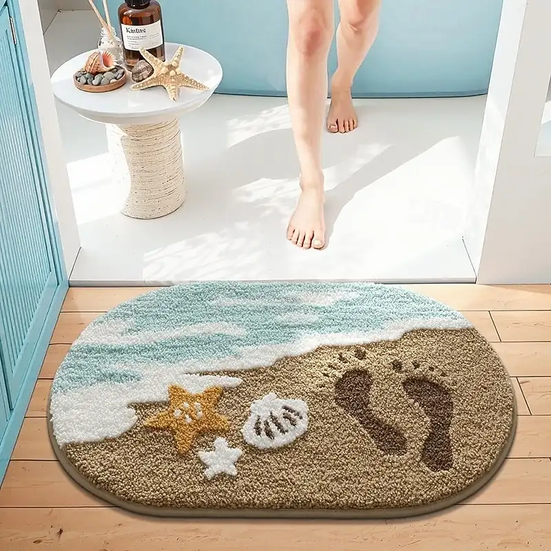 Bathroom Mat Absorbent Non Slip Bath Rug Minimalist Toilet Door Floor Mat Thick Soft Carpet for Sink Shower Bathroom Use