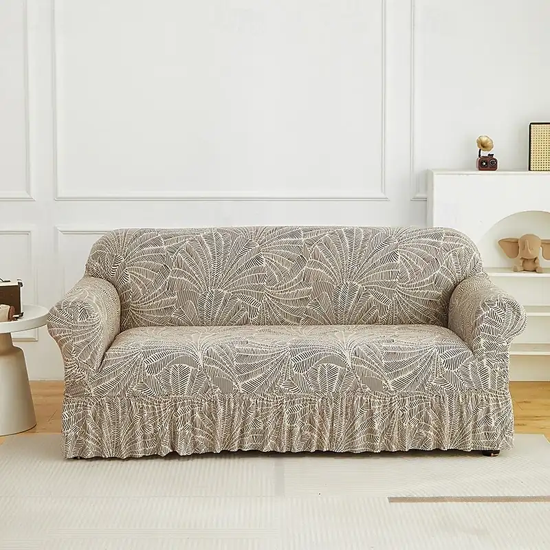 1pc Nordic Style Stretch Knitted Sofa Cover, Elastic Hem Universal Couch Slipcover, All Year Stain Protector for Living Room Office