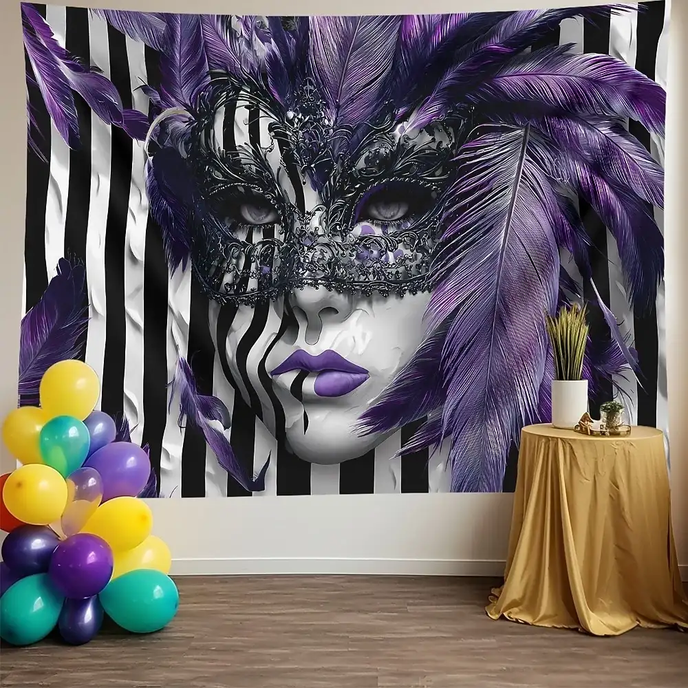 Mardi Gras Tapestry Banners Blanket Mask Feather Luxury Colorful Modern Party Living Room Shooting Backgrounds Masquerade Home Decor 2026 – €18.99 5170580fca300aef619ed8893d2e03ab