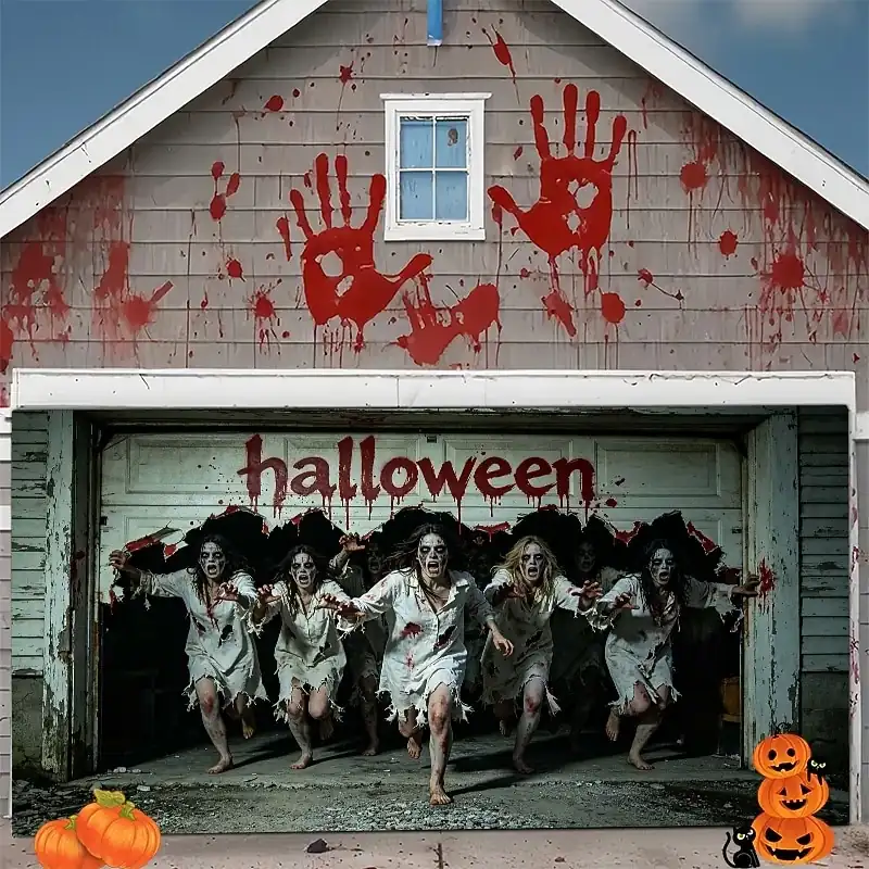 Halloween Garage Door Banner Outdoor Garage Door Cover Halloween Decorations for Home Haunted House Yard Decor Holiday Party Supplies