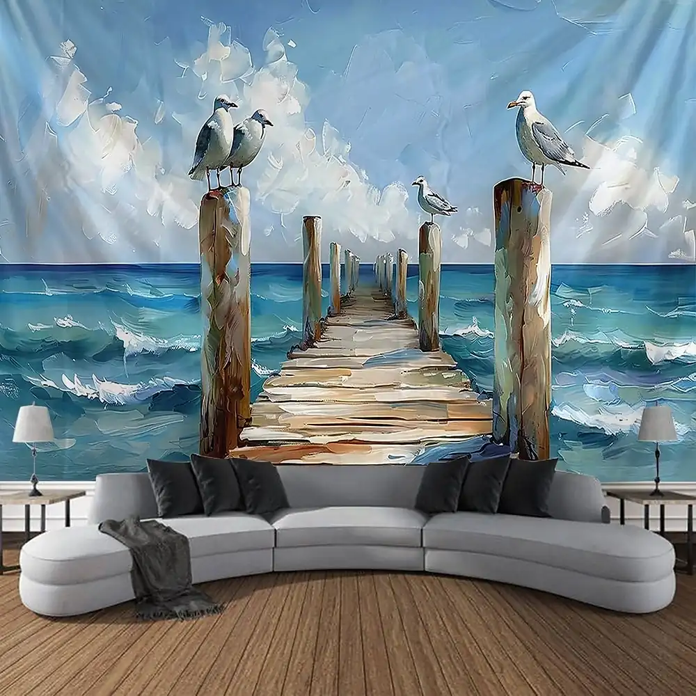 3D Tropical Beach Window View Wall Tapestry Ocean Paradise Palm Trees Sand Coast Wall Hanging Aesthetic Room Decor Bedroom Art Mural Backdrop 2026 – € d4135b5d83fa8a09ff192f584076d6e1
