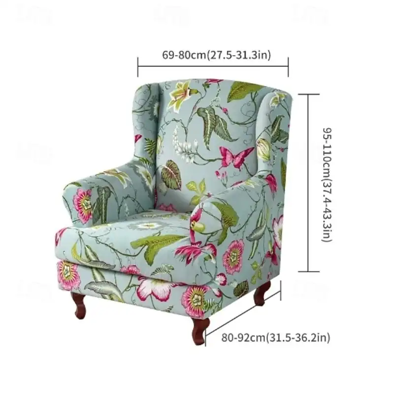 Stretch Printed Wingback Chair Cover Durable and Elastic Slipcover with Stylish Print Design Perfect for Protecting and Refreshing Your Wingback Chair