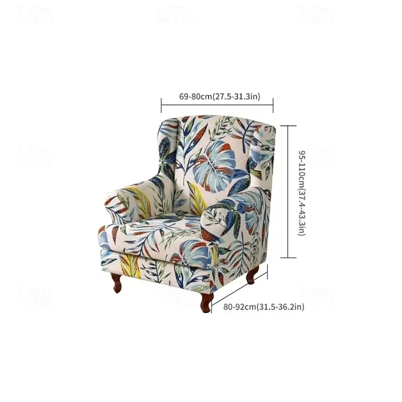 Stretch Printed Wingback Chair Cover Durable and Elastic Slipcover with Stylish Print Design Perfect for Protecting and Refreshing Your Wingback Chair