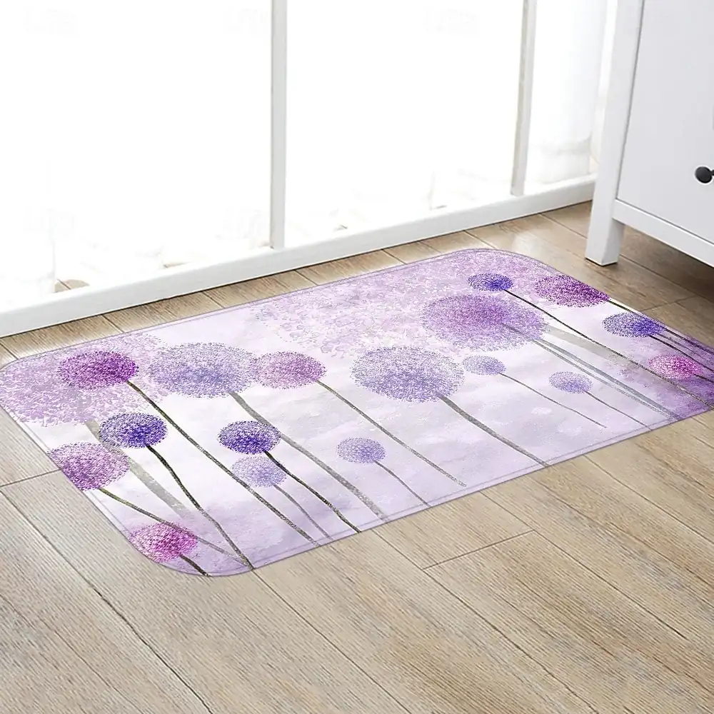 Hallway Runner Rug Plant Dandelion Pattern Flannel Fabric Printed Home Floor Decoration Mat Anti Slip Soft Door Mat Entrance Bathroom Floor Rug -